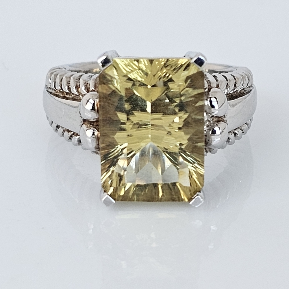 Genuine Lemon Citrine Ring Sterling Silver Size 7!